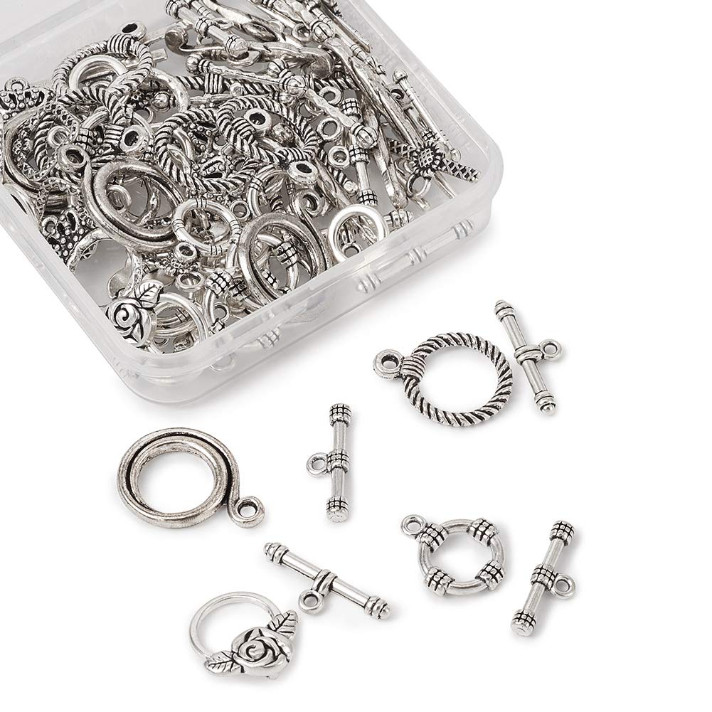 Amazon | Beadthoven 約40組/箱 8種類 アンティークシルバー 合金製